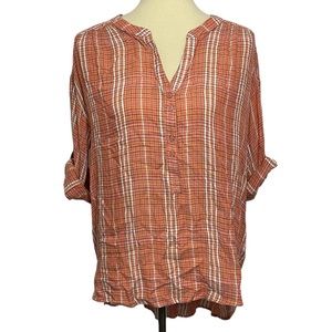 Nine West Hi-Lo Roll Tab Blouse